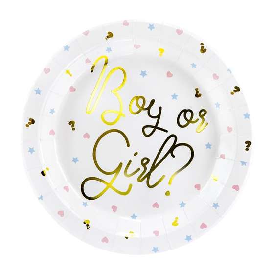 Papír tányérok - Boy or Girl felirattal