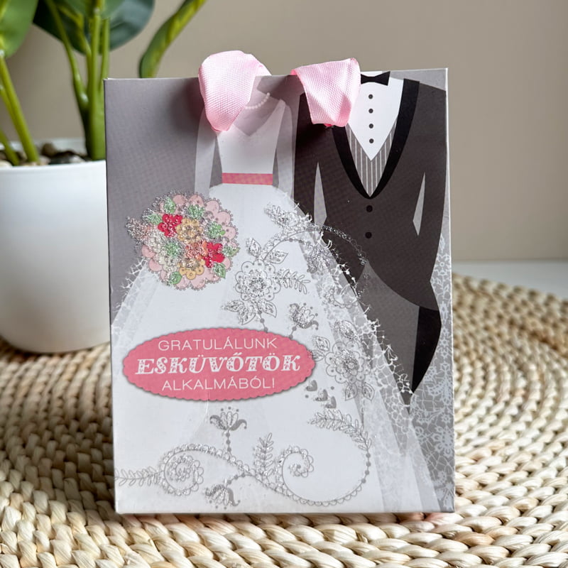 Esküvős gratuláló papírtáska