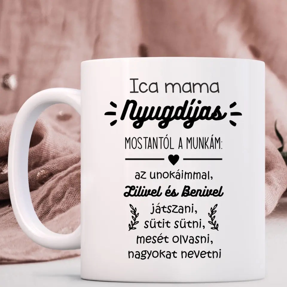 Ajándék nyugdíjba vonulő nőnek - egyedi bögre