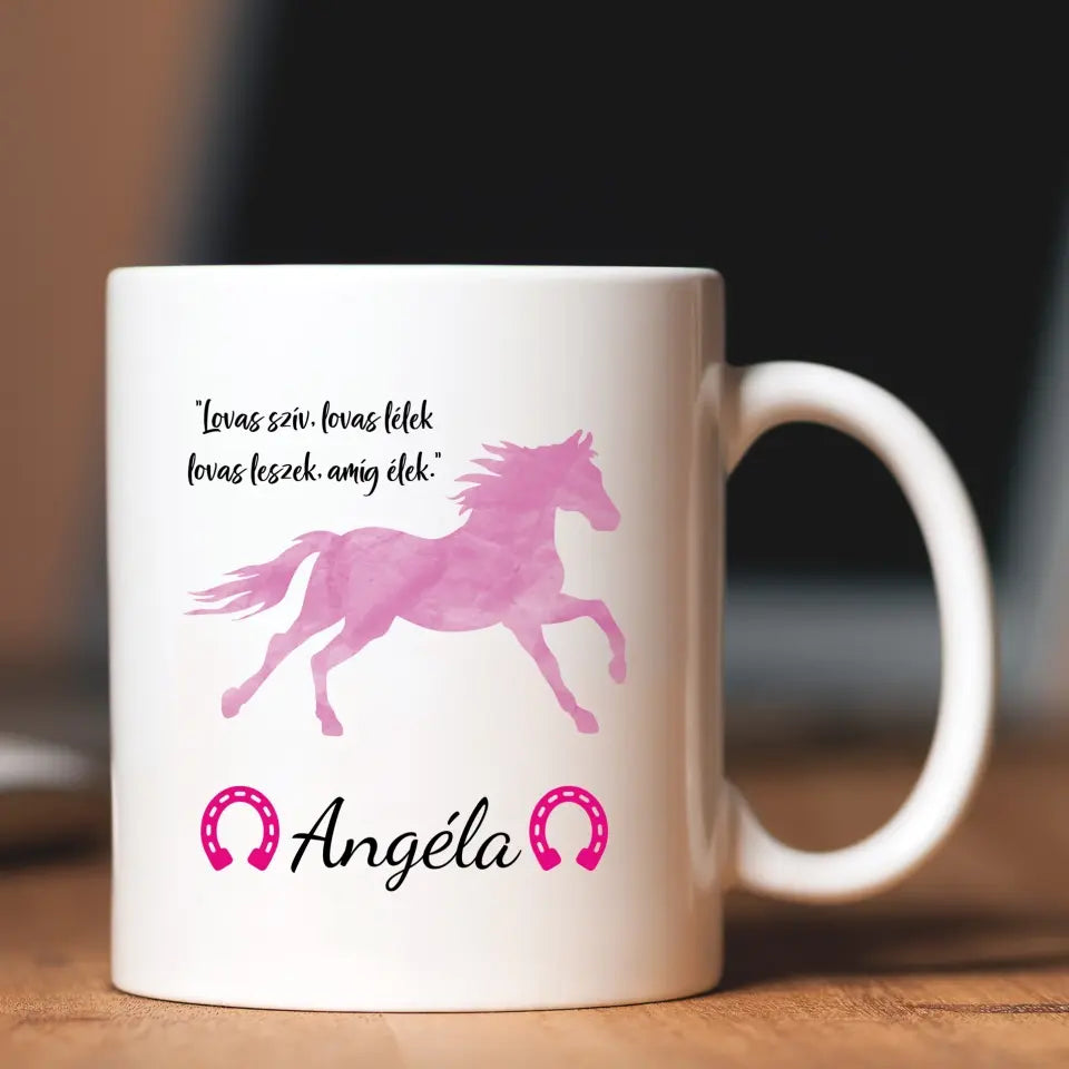 Egyedi lovas bögre - ajándék lányoknak