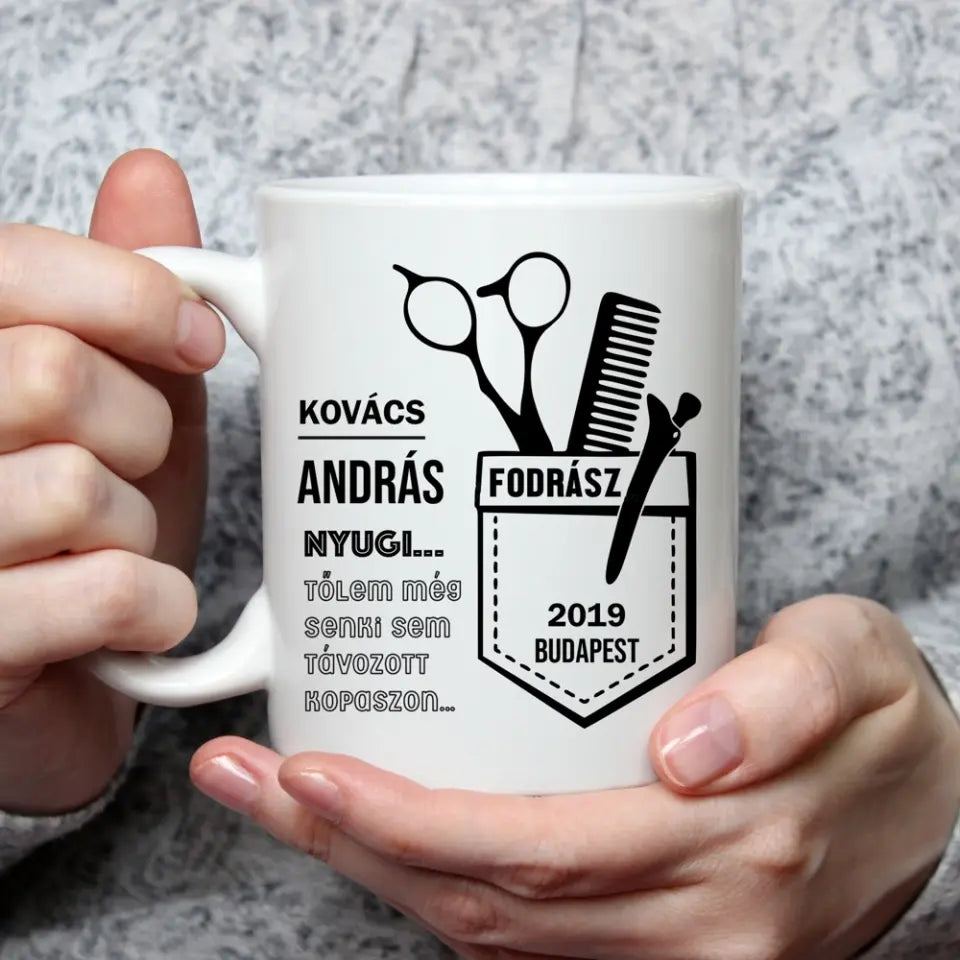 Ajándék fodrásznak - névvel ellátott bögre