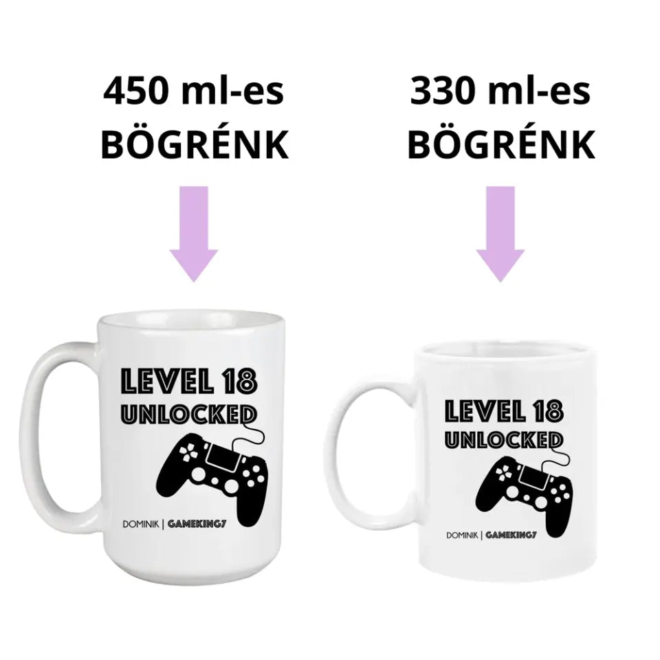 Gamer ajándék - vagány kerámia bögre 2 méretben