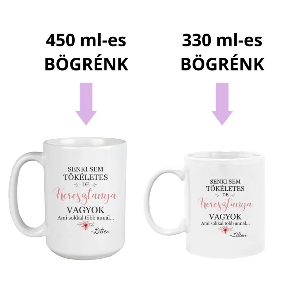 Keresztanya felkérő ajándék - egyedi kerámia bögre 2 méretben