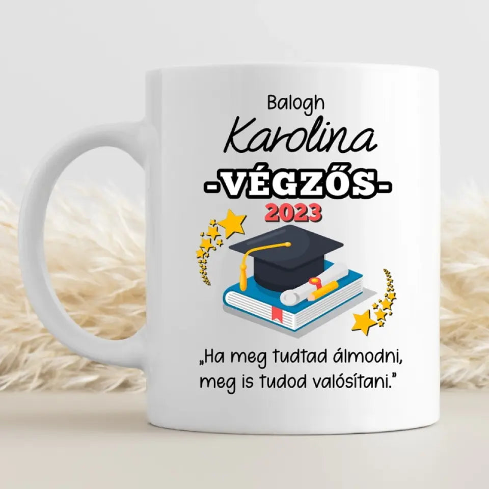 Ballagási ajándék saját neves bögre