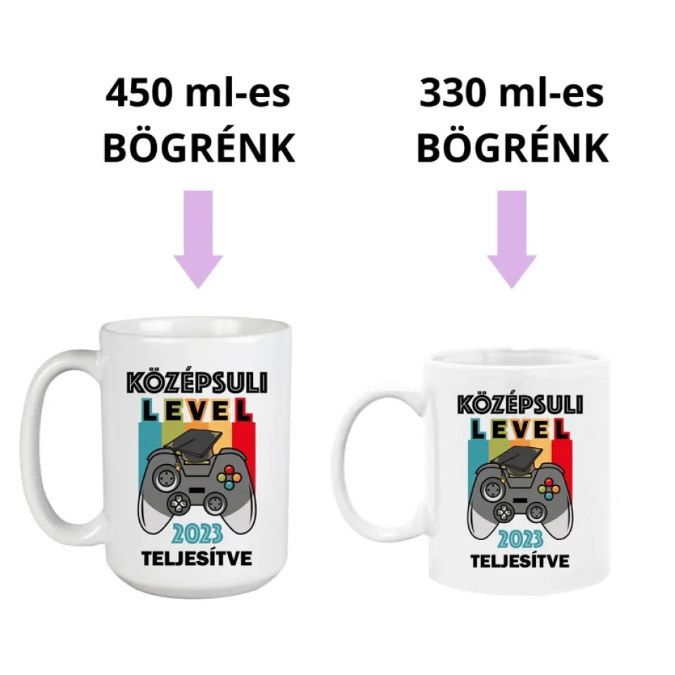 Gamer bögre - ajándék ballagásra 2 méretben