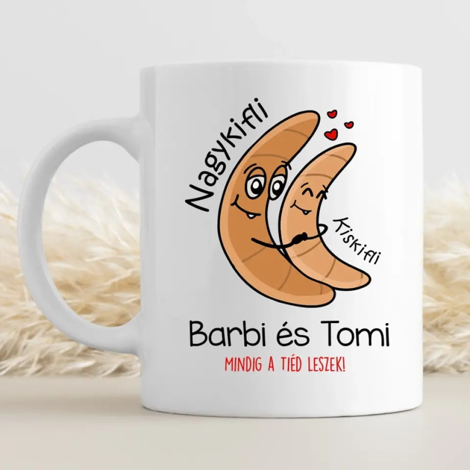 Kiskifli és nagykifli - valentin napi bögre pároknak