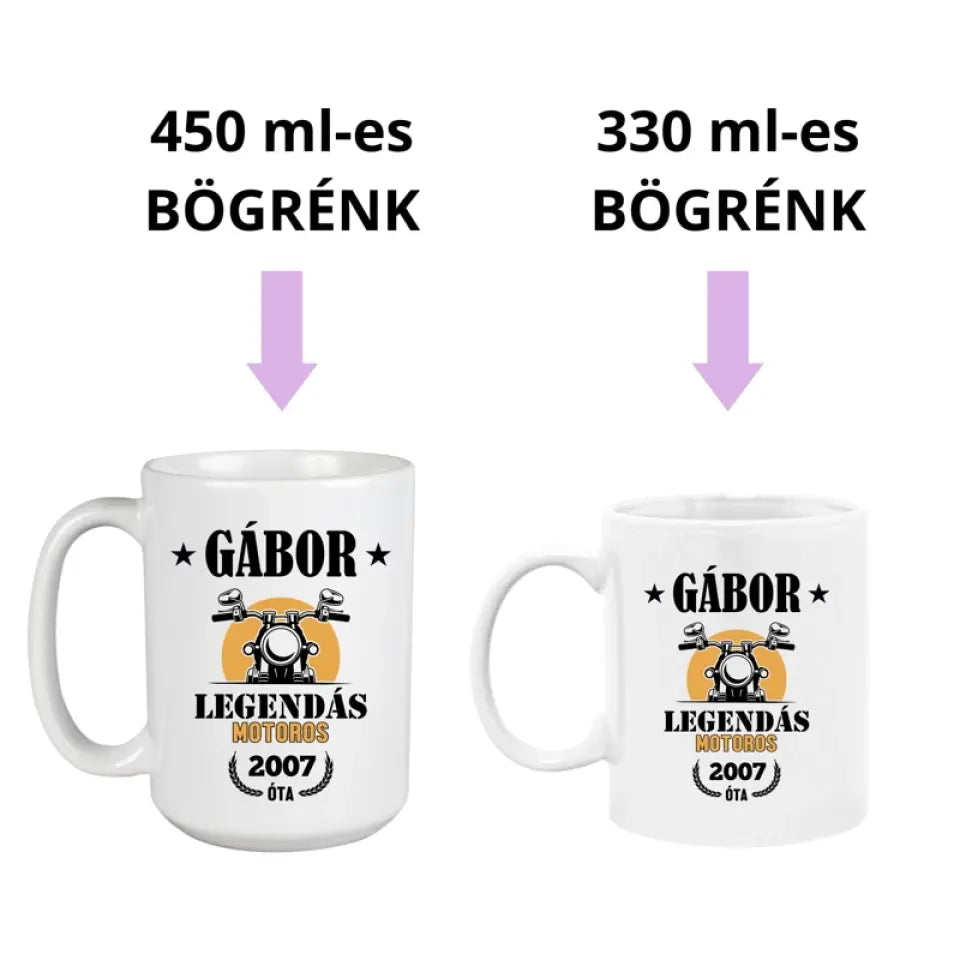 Motoros ajándék férfiaknak - neves bögre 2 méretben