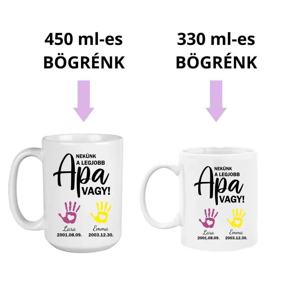 Apák napi ajándék - kéznyomos bögre 2 méretben