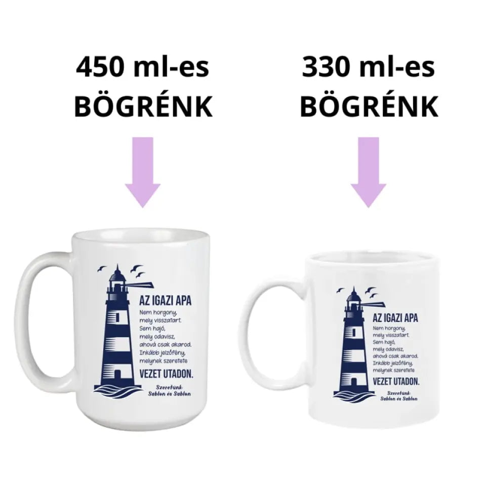 Világítótornyos Apák napja bögre 2 méretben