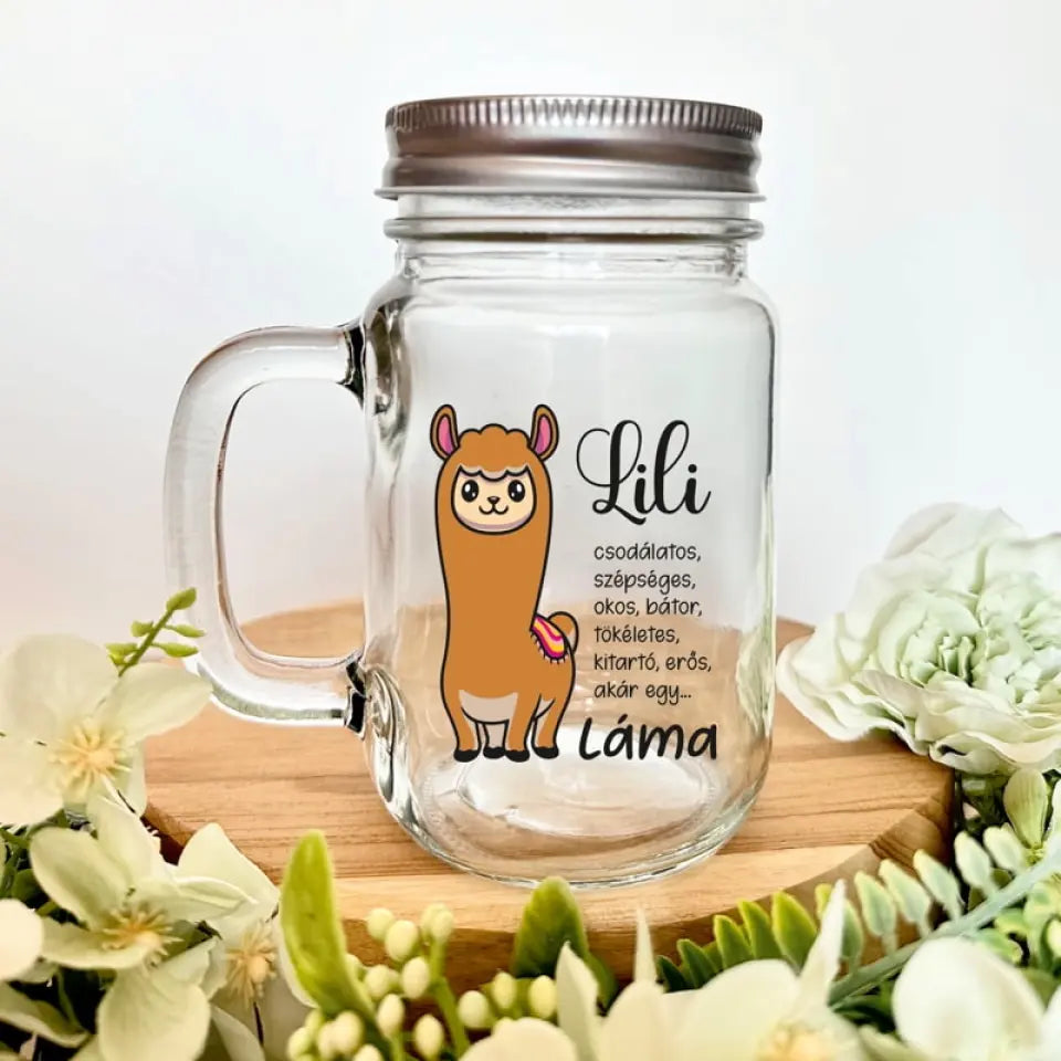 Pahar de limonadă Llama cu propriul tău nume