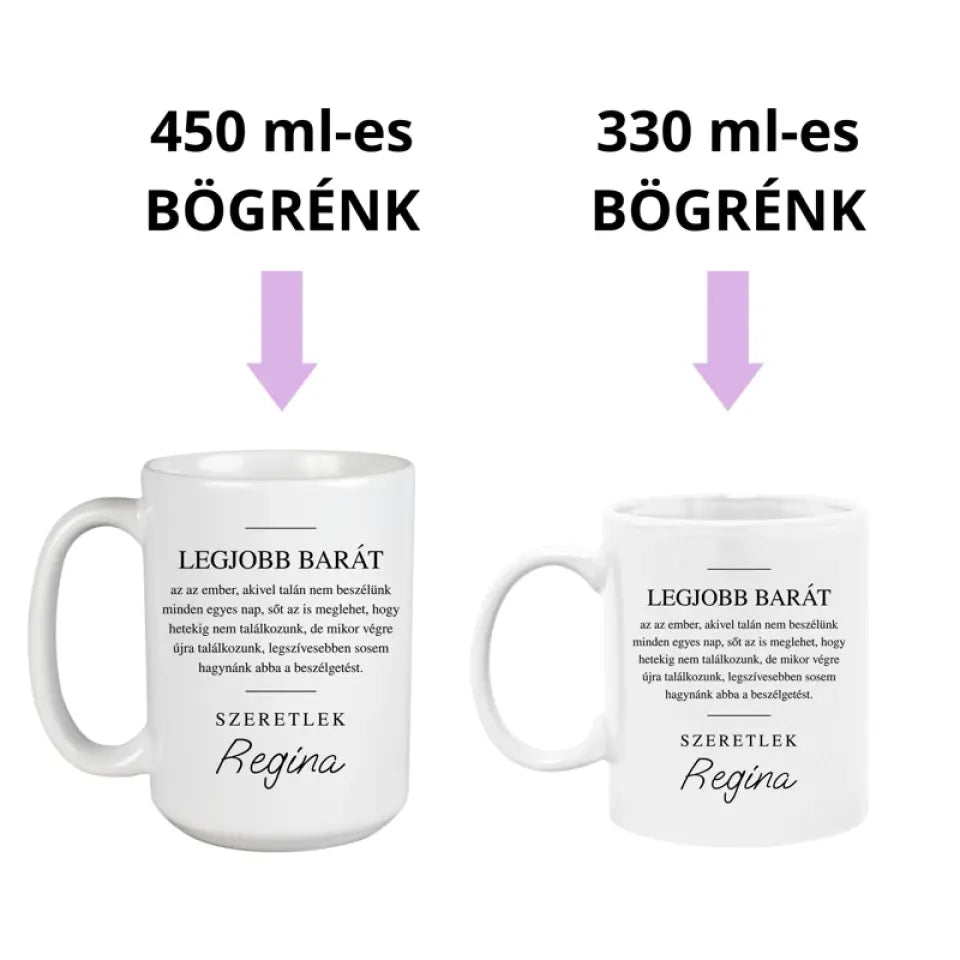 Fényképes bögre legjobb barátnak 2 méretben, ajándék barátnőnek