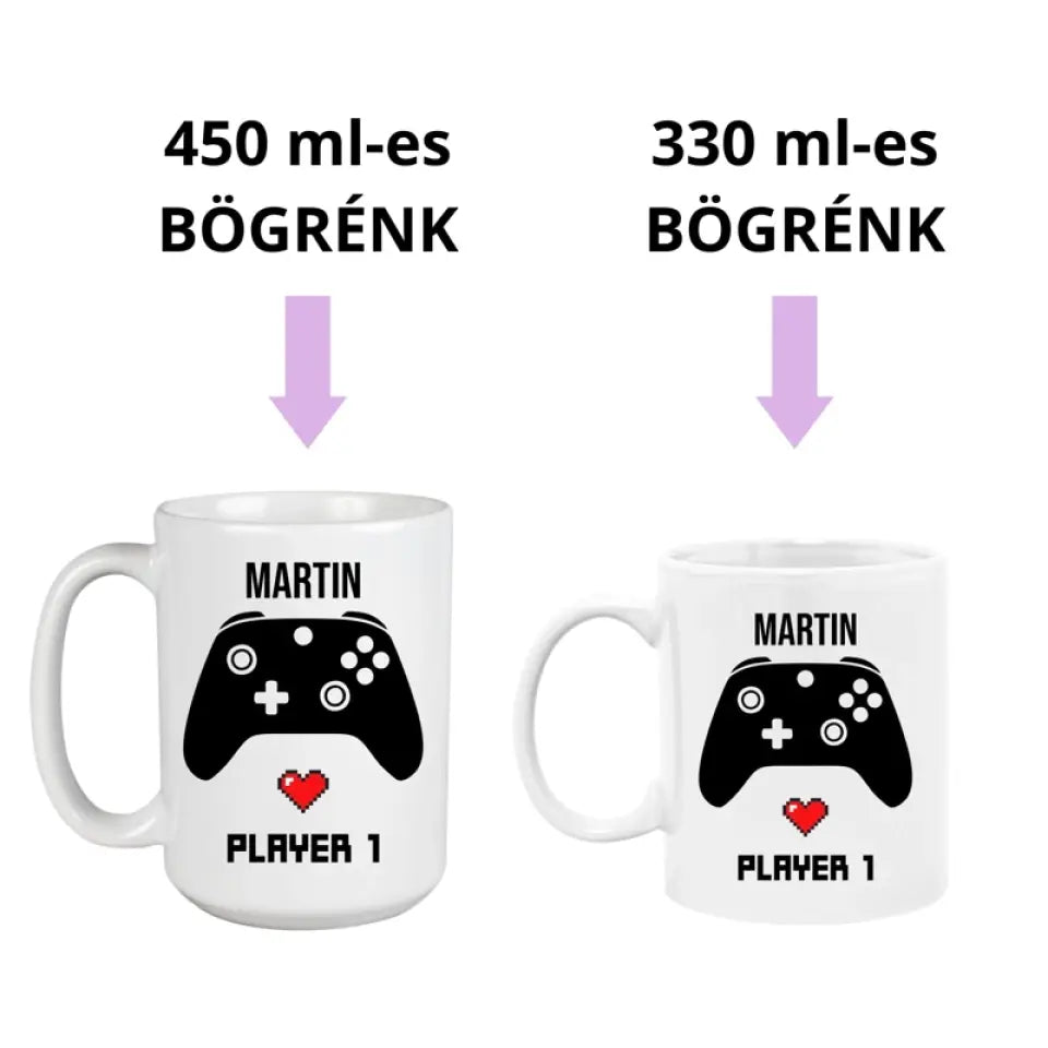 Gamer bögre pároknak 2 méretben