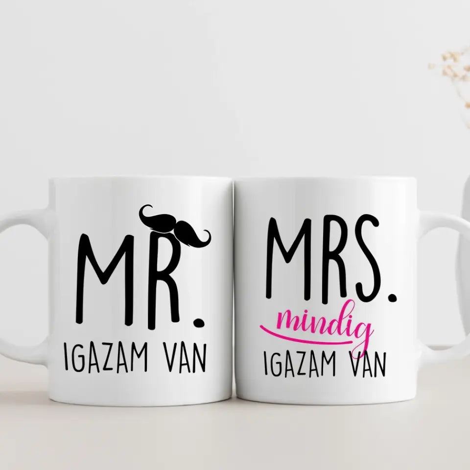Mr. és Mrs. mindig igazam van – vicces bögre pár