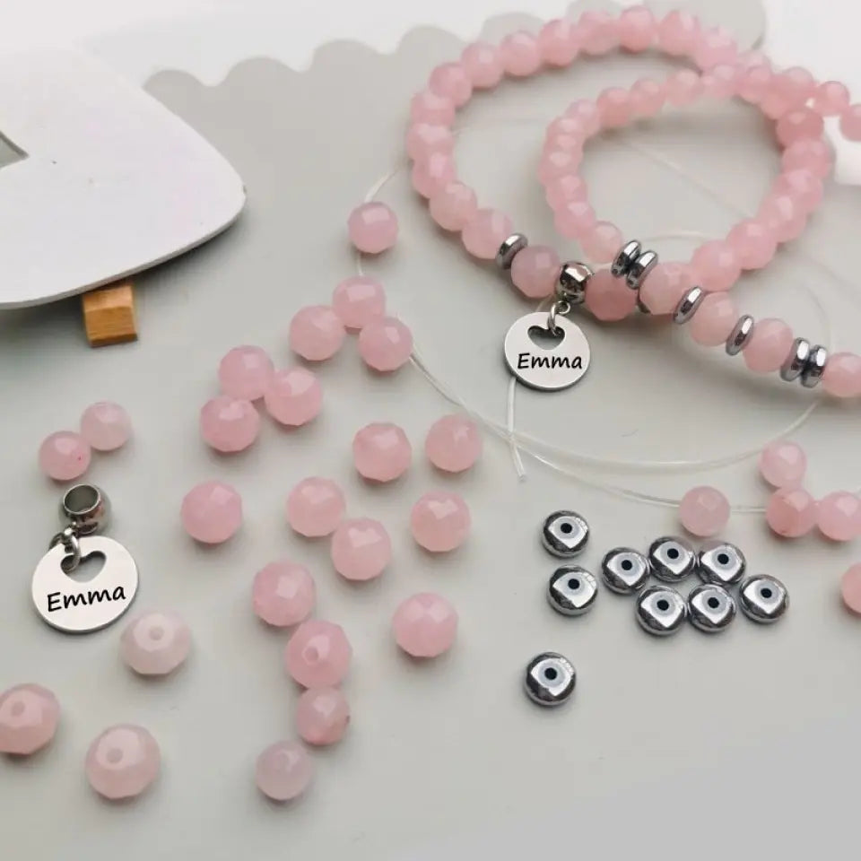 Pillecukor rózsakvarc karkötő szett - csináld magad ékszer, egyedi ajándék