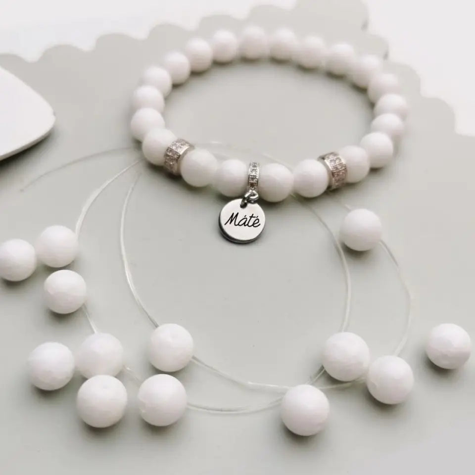 Hópihe, tejkvarc ásvány karkötő - csináld magad ékszer, egyedi ajándék