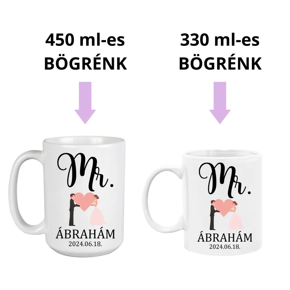 Mr. és Mrs. bögre pár  2 méretben
