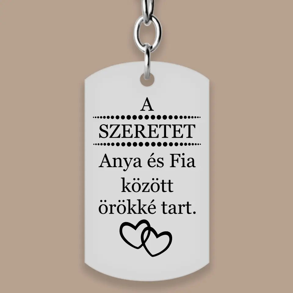 Anya-Fia ajándék, gravírozott kulcstartó édesanyáknak
