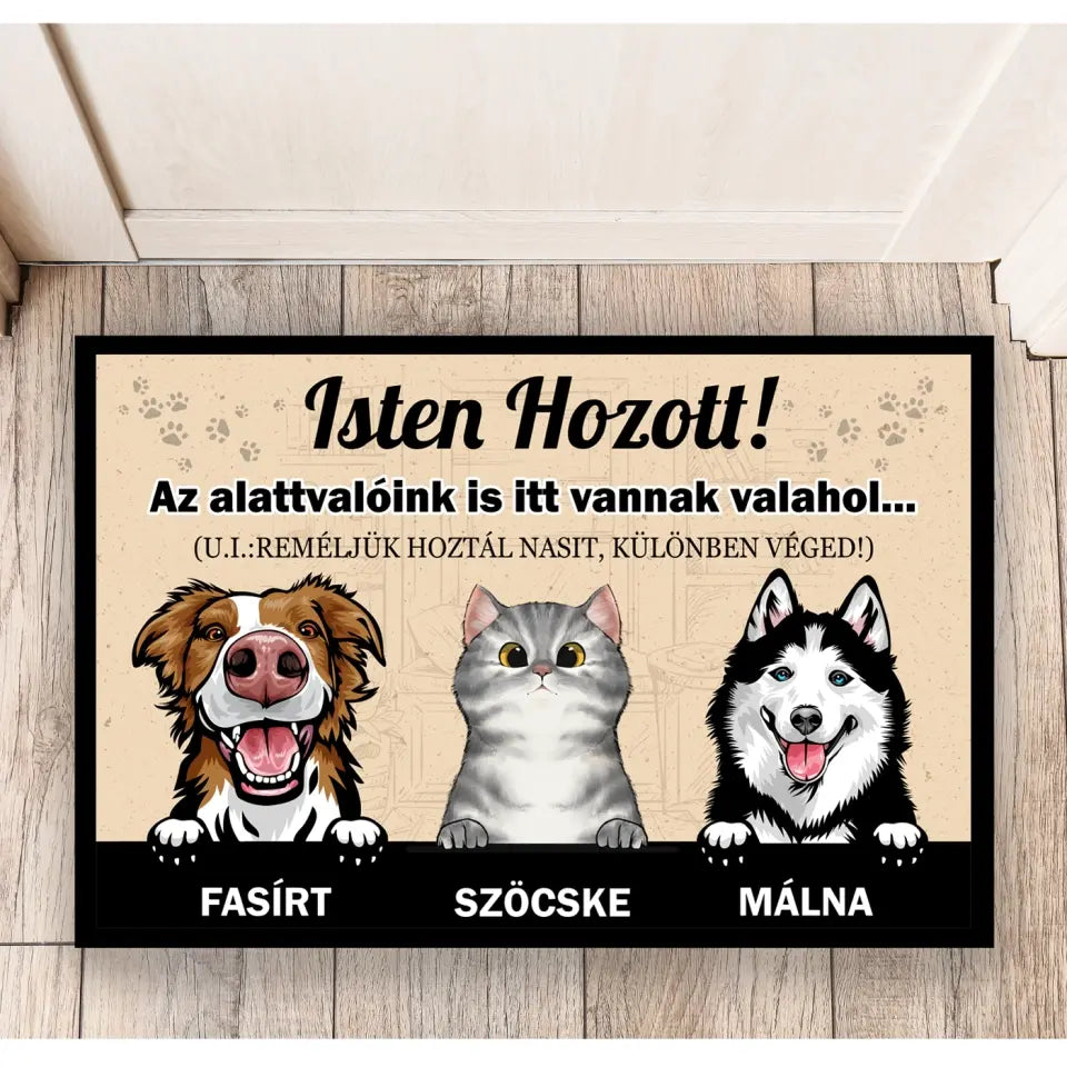 Vicces, kiskedvences lábtörlő - személyre szabható