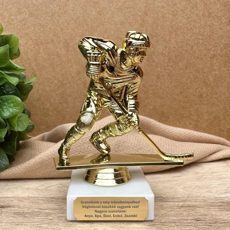 Hokis ajándék jégkorongozónak - egyedi feliratos szobor