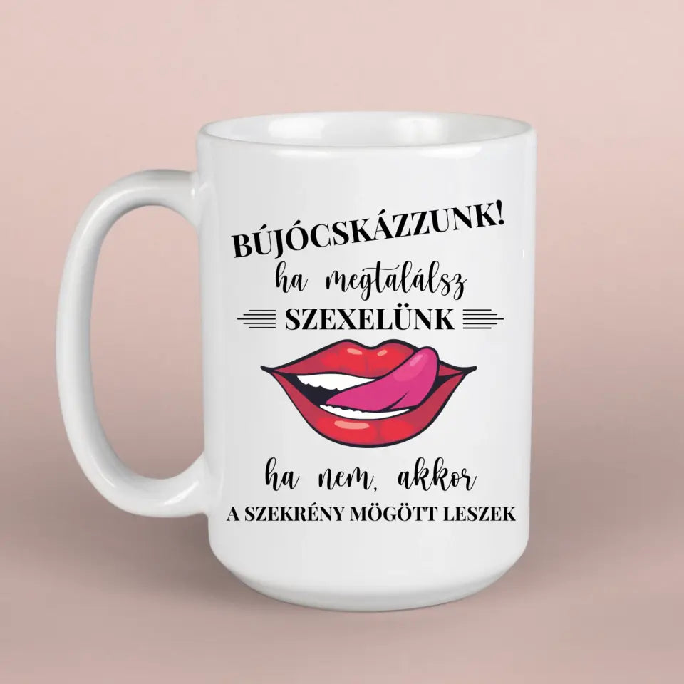 Bújócskázzunk! Poénos egyedi bögre pároknak