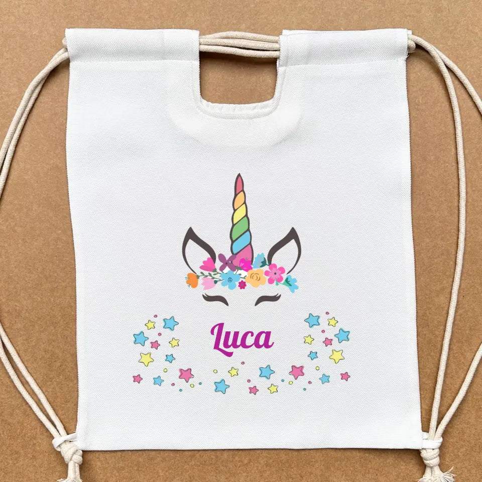 Unikornisos, saját neves tornazsák 