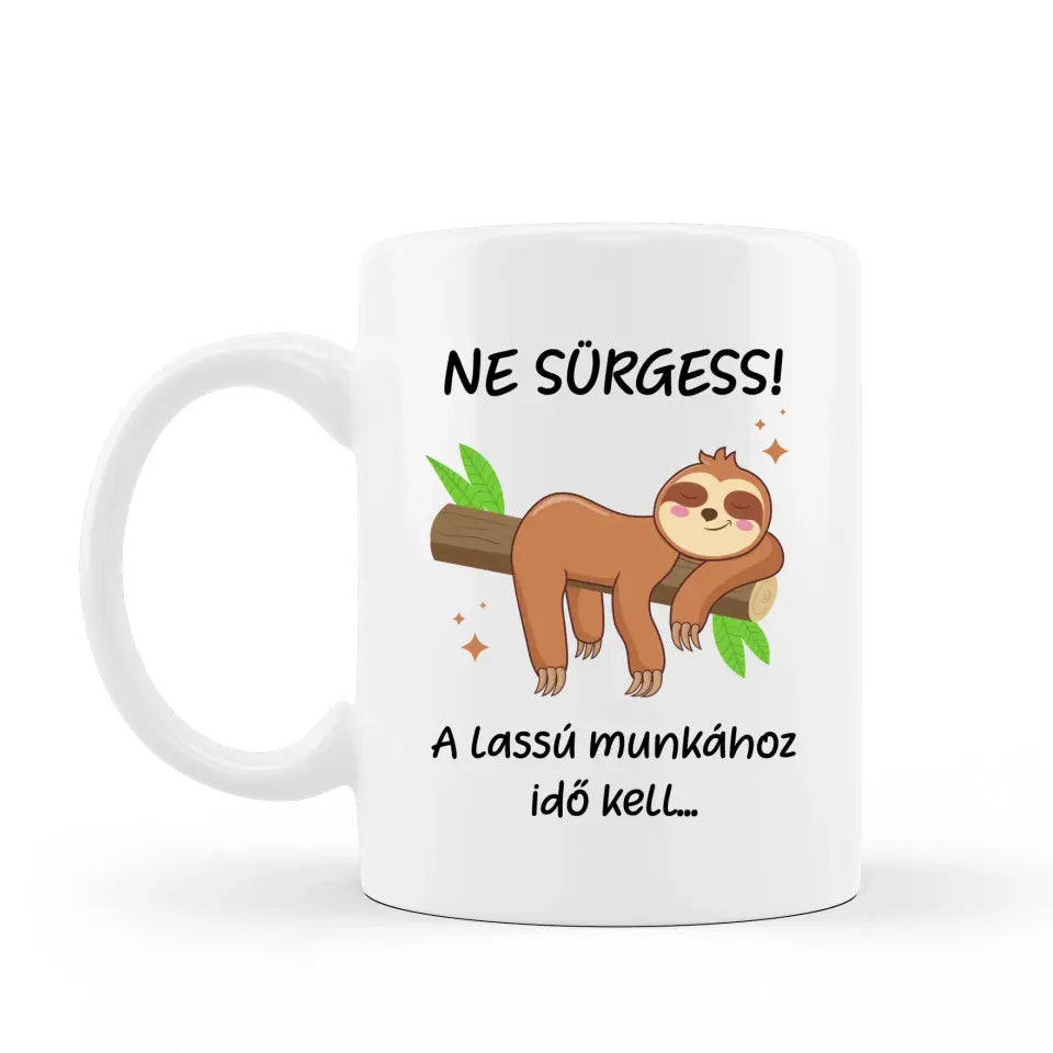 Vicces, lajháros bögre aranyos grafikával