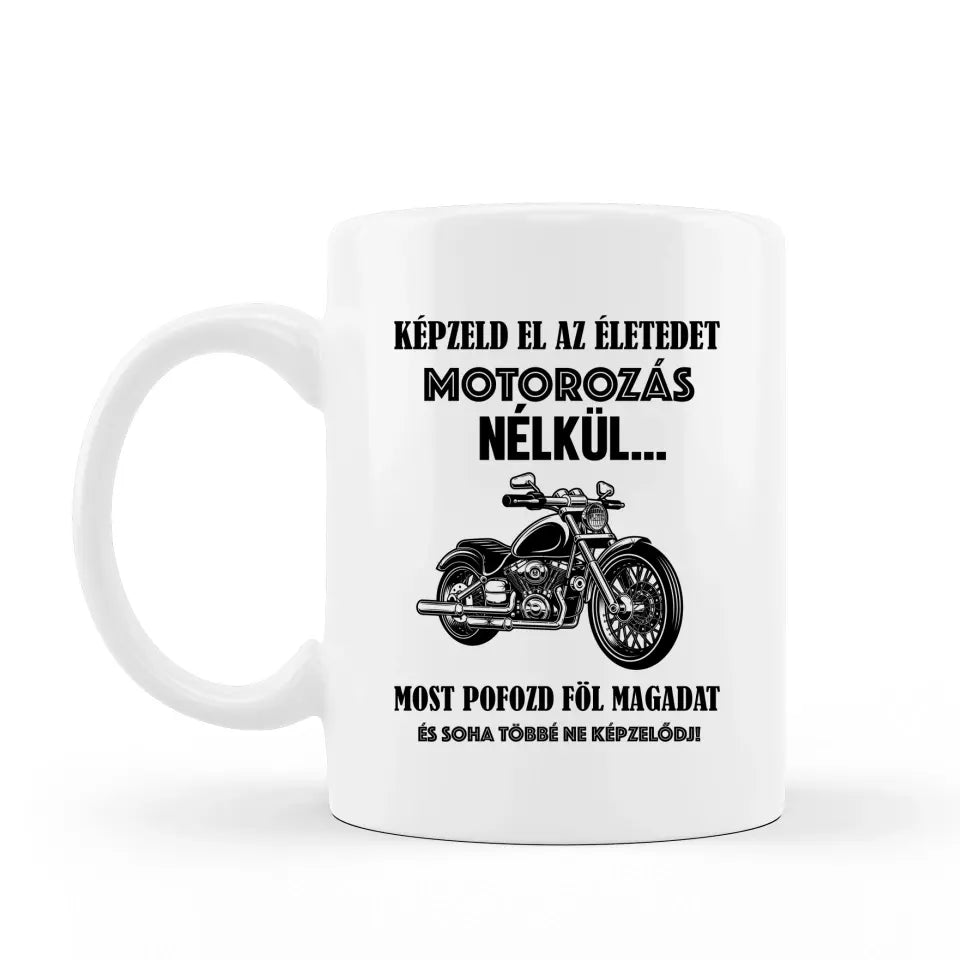 Poénos motoros bögre, egyedi ajándék