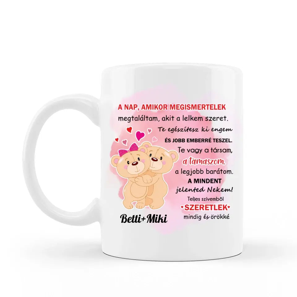 Valentin-napi mackós  bögre ajándékba