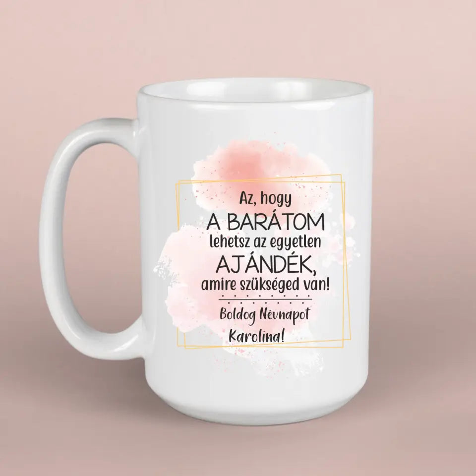 Névnapi ajándék nőknek – humoros bögre, egyedi grafikával