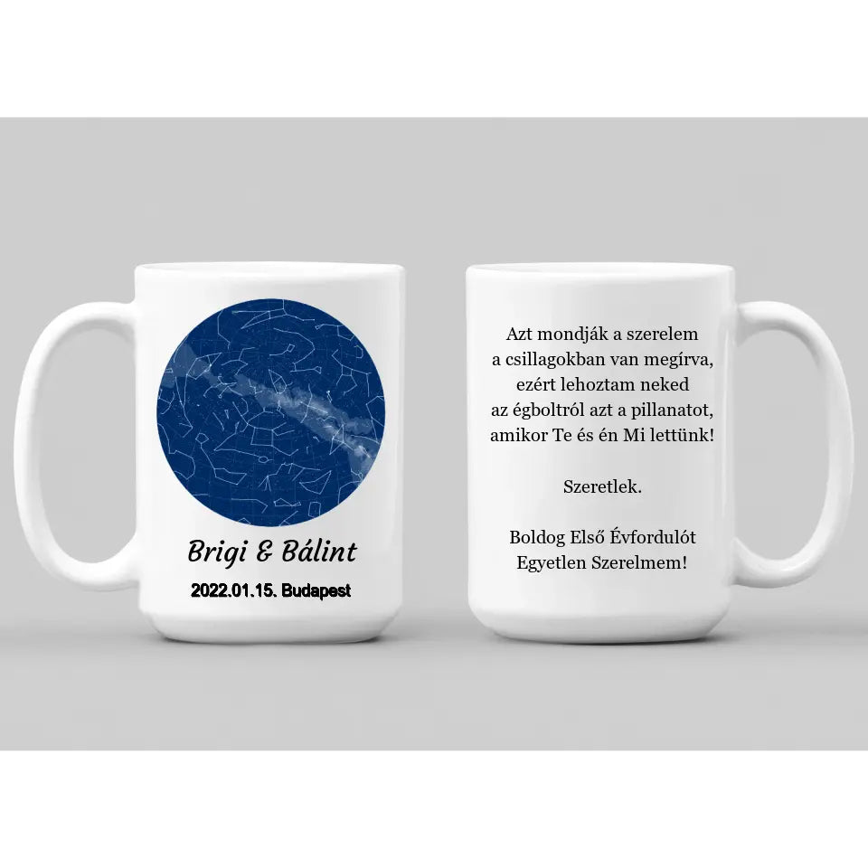 Csillagtérkép ajándék bögre egyedi ajándék