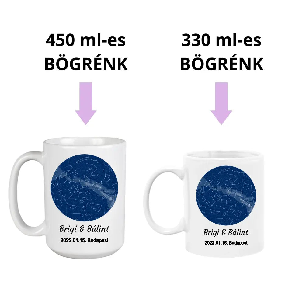 Csillagtérkép ajándék bögre egyedi ajándék pároknak