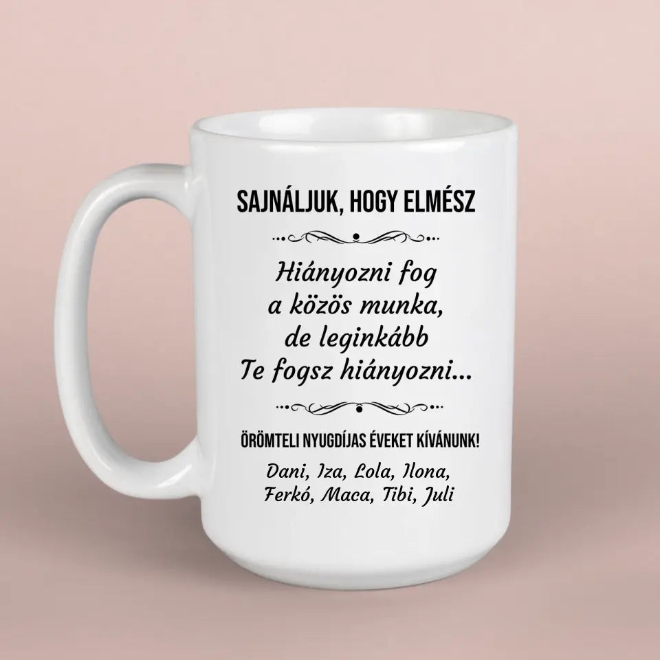 Nyugdíjas ajándék nőknek - búcsúztató kerámia bögre, egyedi ajándék