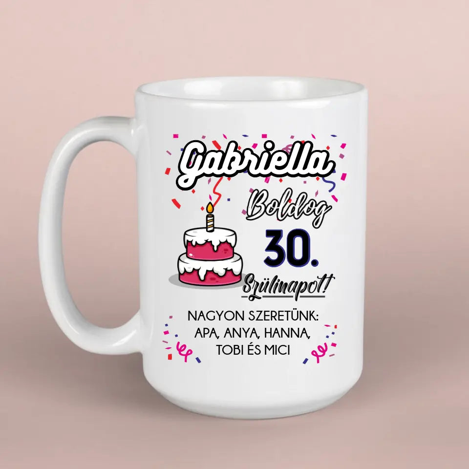 Születésnapi ajándék nőknek - saját neves bögre, egyedi ajándék