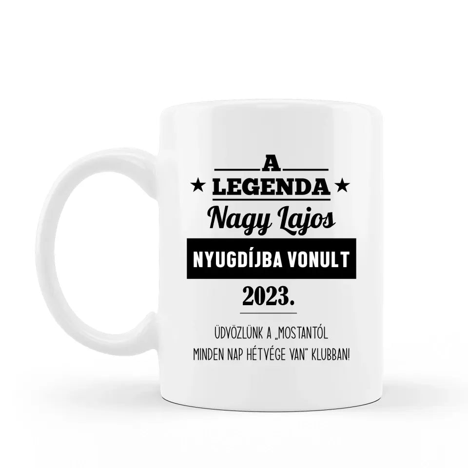 Nyugdíjas ajándék férfiaknak - búcsúztató kerámia bögre