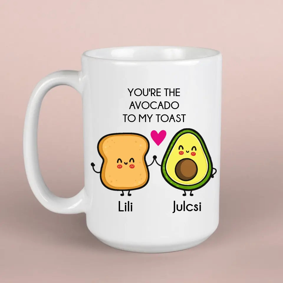Egyedi barátnős bögre - avokádó és toast saját névvel