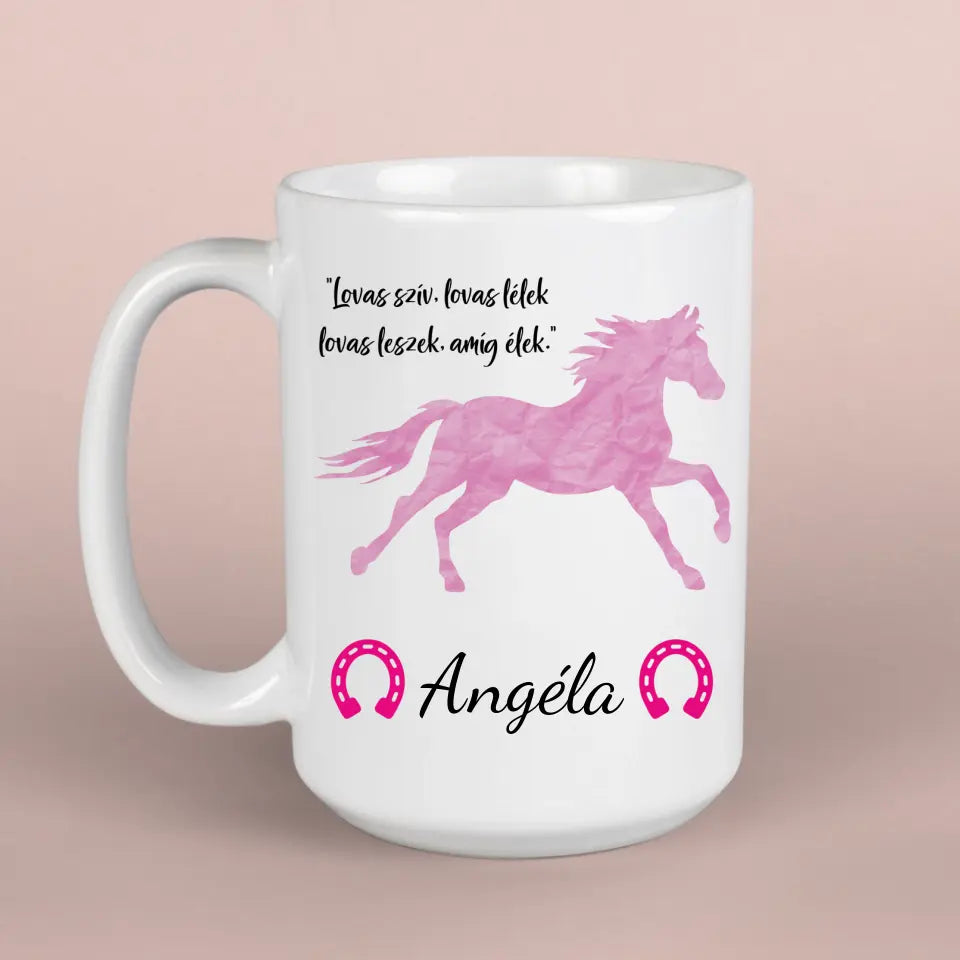 Egyedi lovas bögre - ajándék lányoknak, egyedi bögre