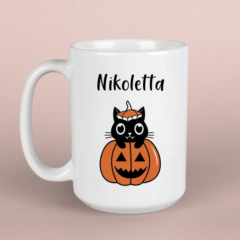 Cicás, töklámpásos bögre halloweenra