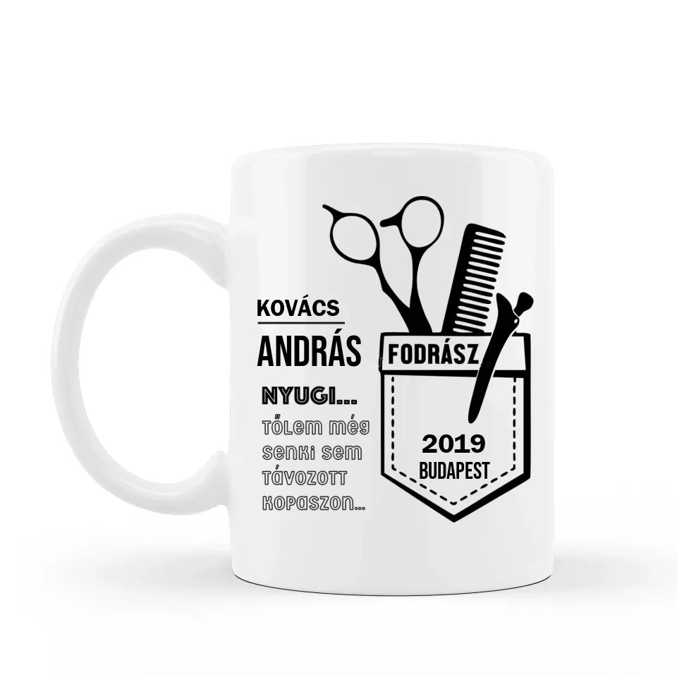 Ajándék fodrásznak saját neves bögre