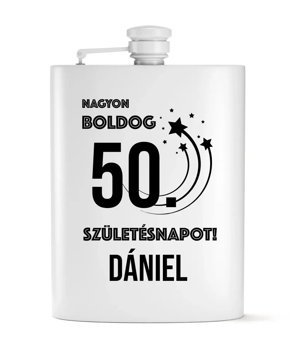 50 éves szülinapi ajándék ötlet férfiaknak -  flaska szett névvel és életkorral