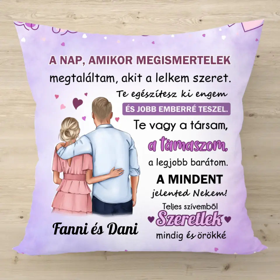 Örökké szeretlek - lila díszpárna