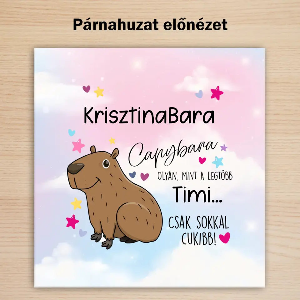 Capybarás saját neves párna