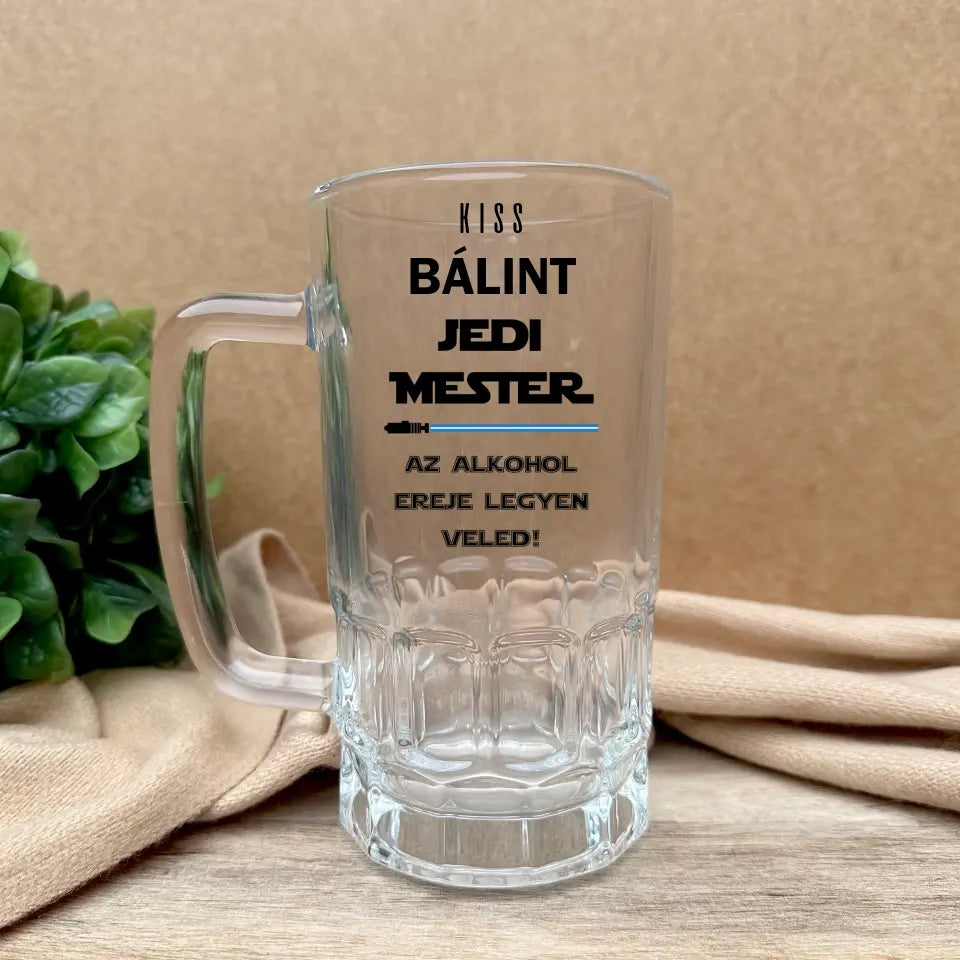 Lézerkardos söröskorsó vicces saját névvel