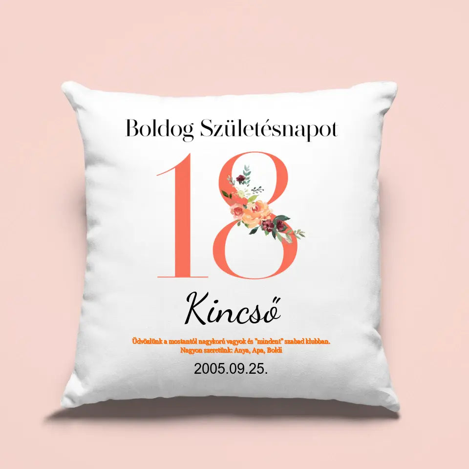 Szülinapi párna – 18. születésnapra