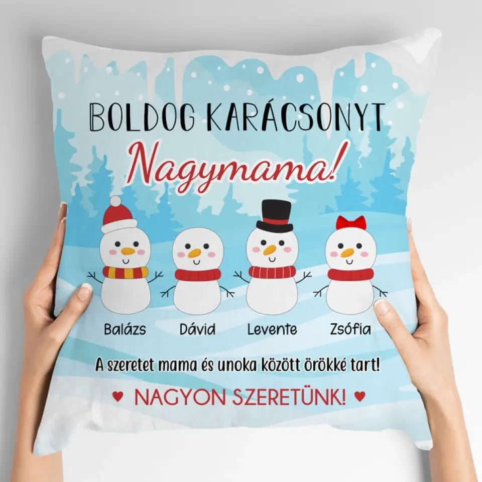Hóemberes karácsonyi párna nagymamáknak