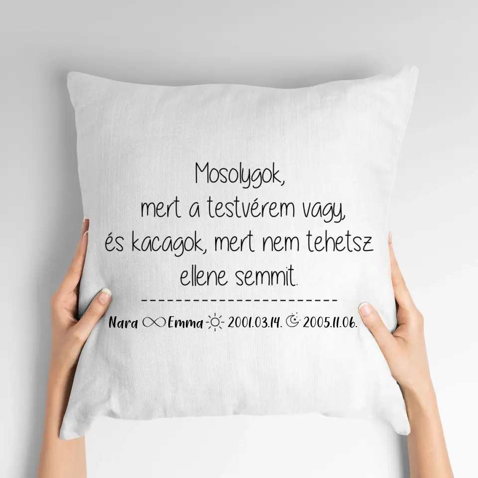Egyedi párna testvéreknek szóló