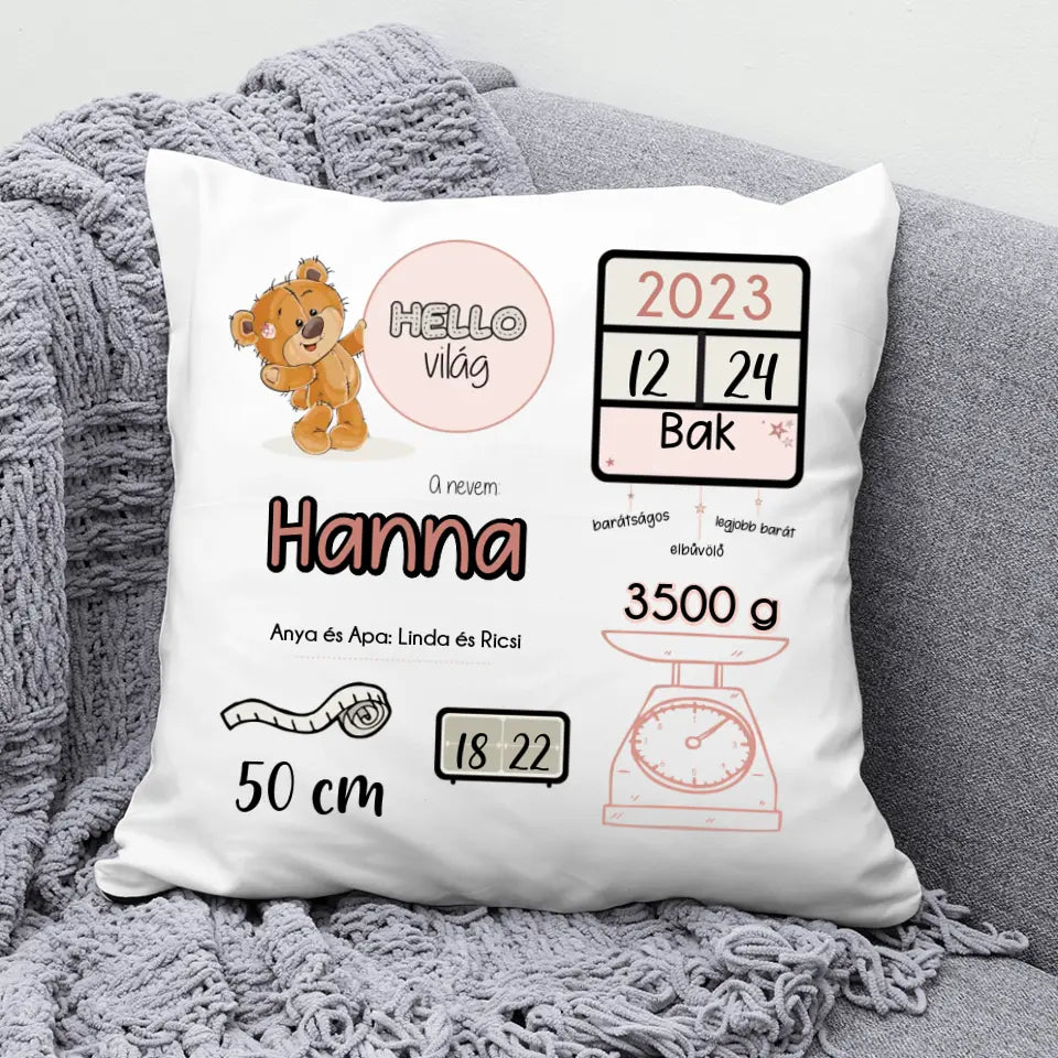 Baby born - Baba emlékőrző párna | fiús, vagy lányos