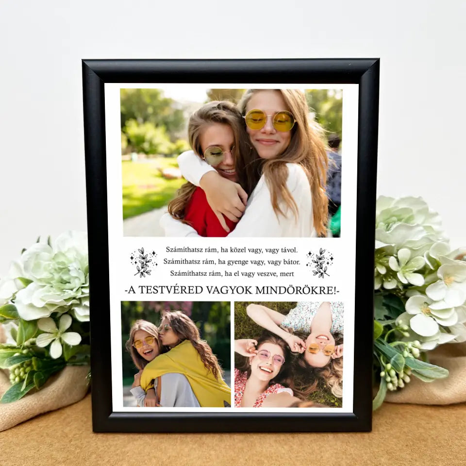 Testvér ajándék - saját fényképes, idézetes kép, egyedi ajándék