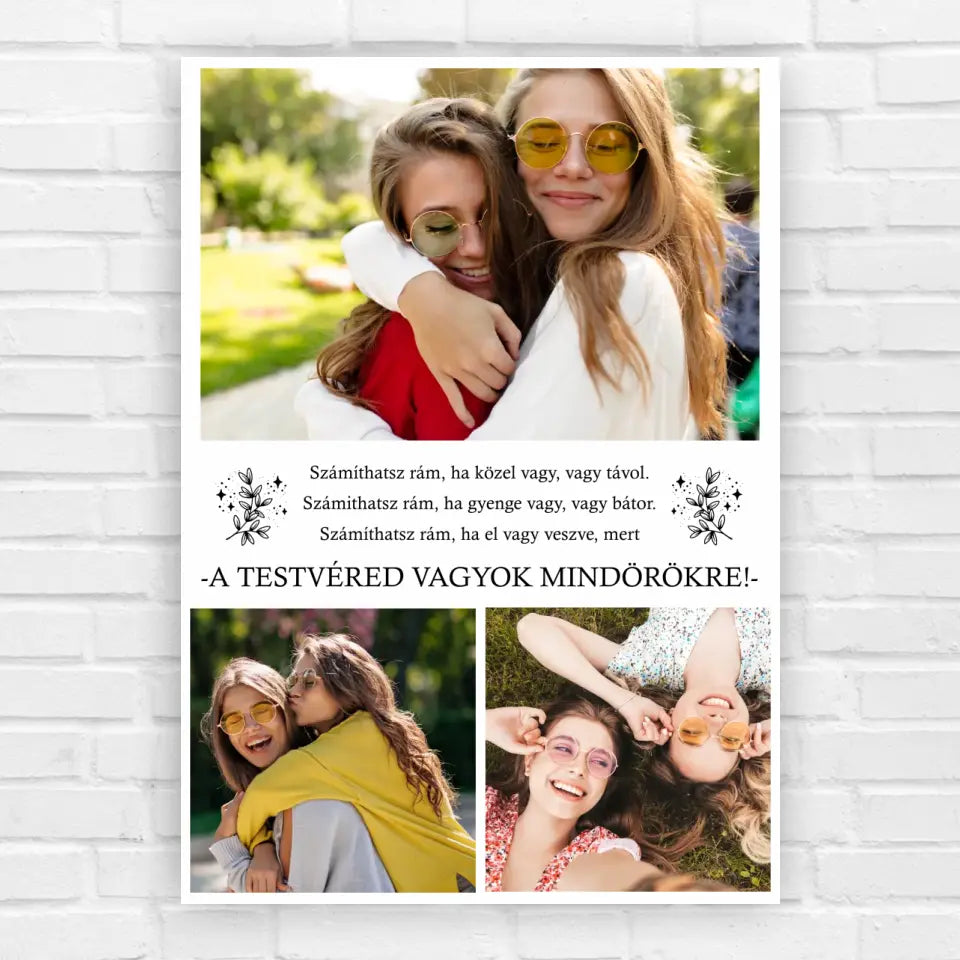 Testvér ajándék - saját fényképes, idézetes kép, kedves ajándék