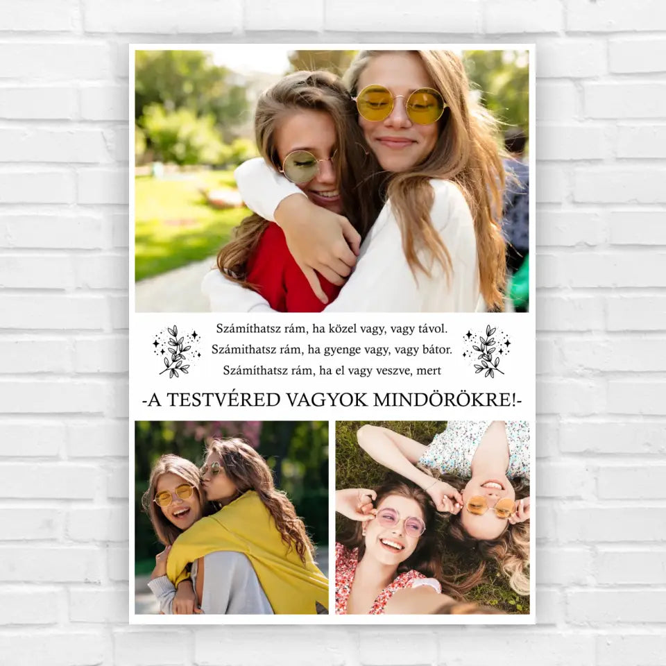 Testvér ajándék - saját fényképes, idézetes kép, születésnapra