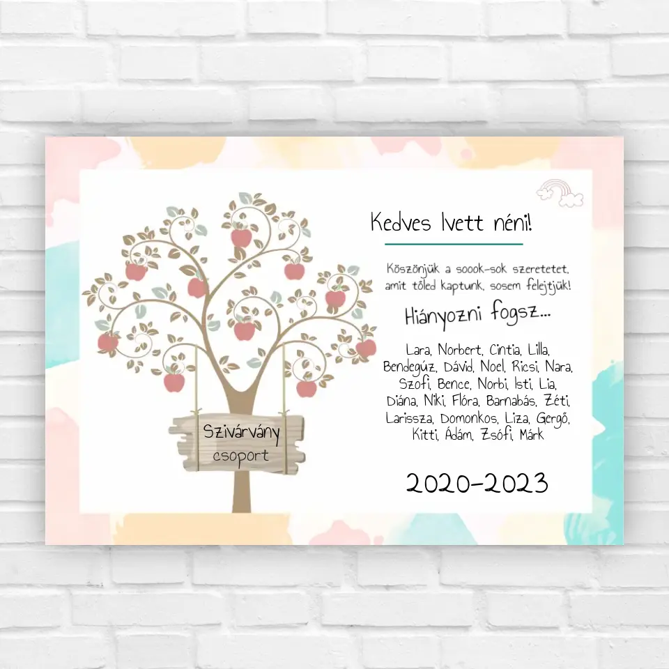 ovis ballagási ajándék – egyedi almafás kép óvónéniknek